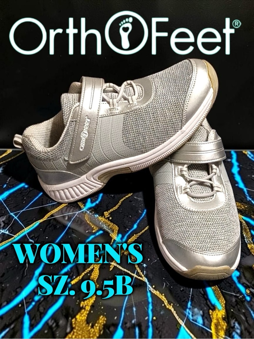 EUC Orthofeet Joelle Women's Orthopedic Silver Sneakers Sz 9.5B